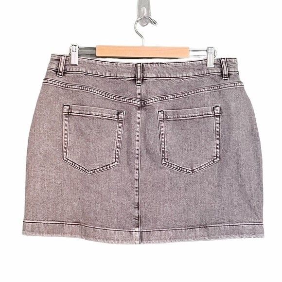 NWT Ted Baker Skirt Denim Phraya Mini Skirt Gray Wash Curvy Fit Women’s Size 16 - Picture 5 of 14